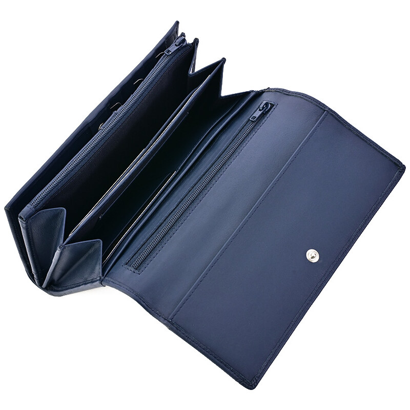 Dámská kožená peněženka Nivasaža N206-MNR-BL modrá