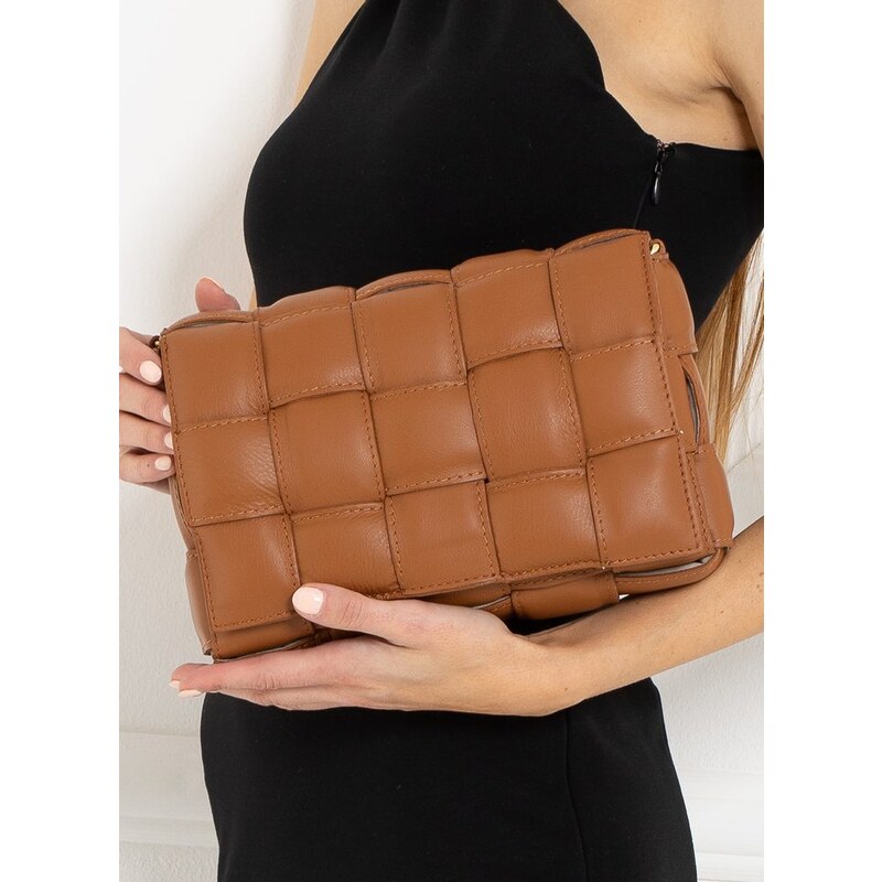 Glamorous by GLAM Kožená crossbody kabelka / psaníčko proplétané - 64681515