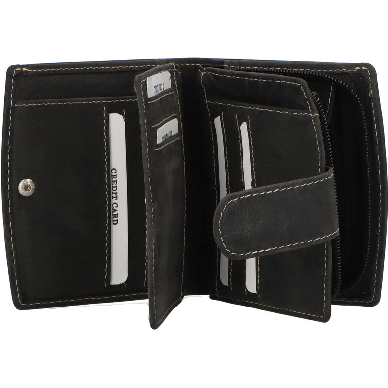 Dámská kožená peněženka černá broušená - Tomas Coulenzy černá
