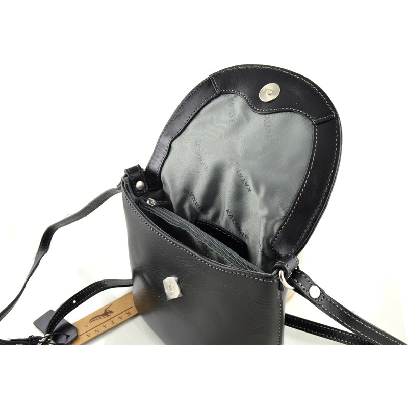 Kožená mini klopnová kabelka Katana - černá
