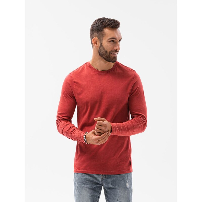 Buďchlap Červené stylové tričko s dlouhým rukávem L131