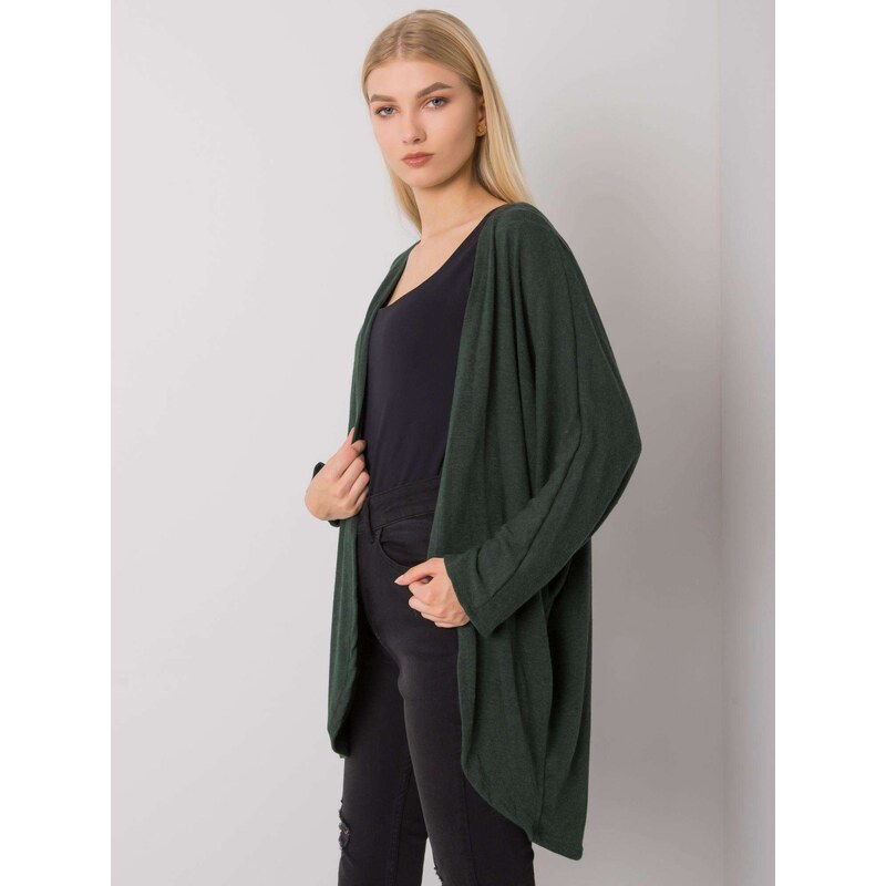 Fashionhunters Dámská pletená pelerína tmavě zelené barvy