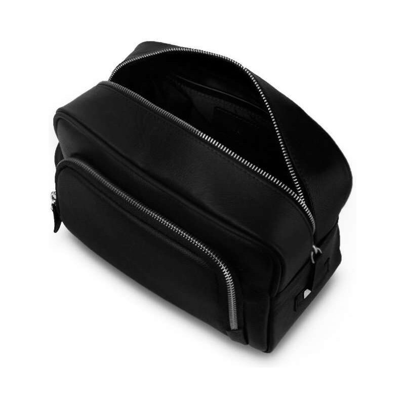 ELOAS Elegantní kožená kosmetická taška; černá hladká