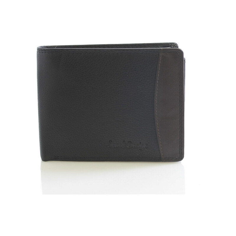Černo-hnědá kožená peněženka SendiDesign P6-66 černá