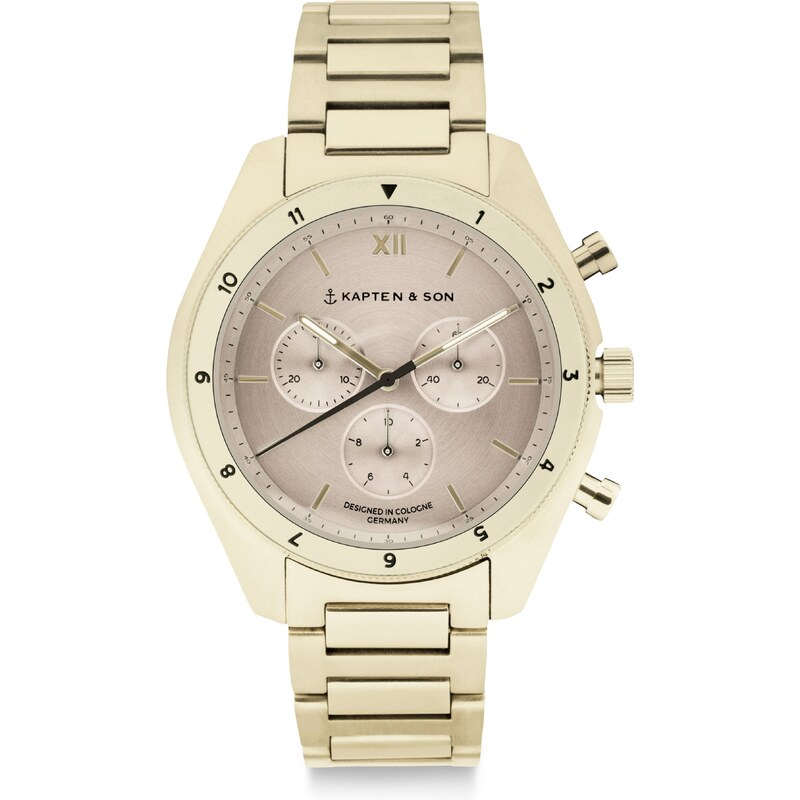 Kapten & Son Analogové hodinky Rise Small Light Gold Cream Steel