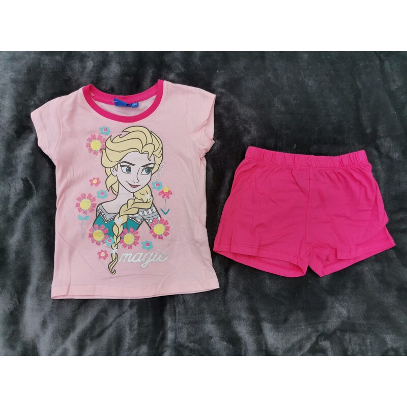Ledové Království (Frozen) Set pyžama tričko + šortky - růžové