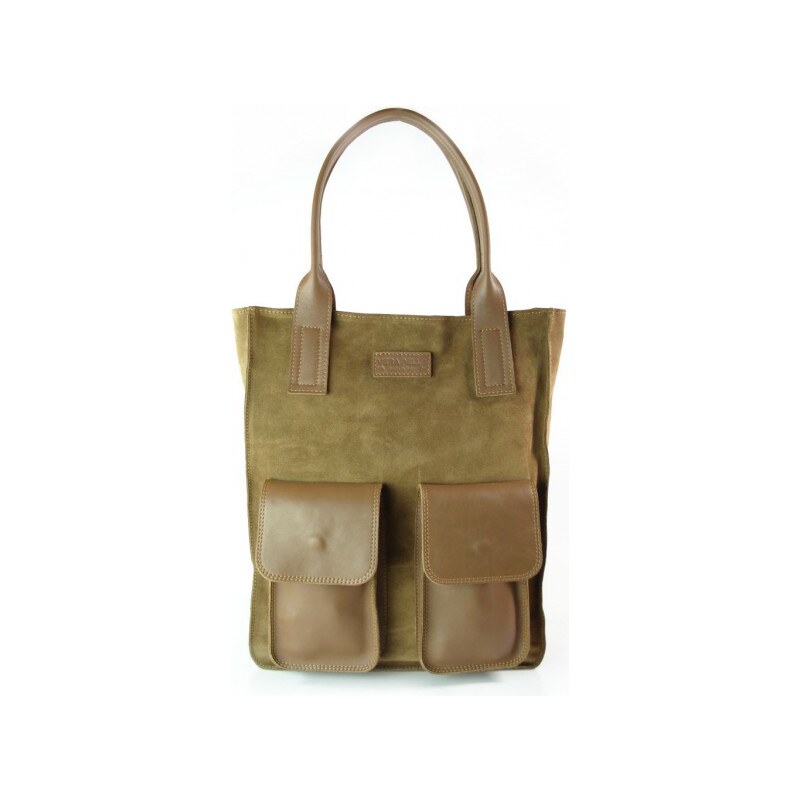 Kožená shopper bag kabelka Vera Pelle 04Xb camel 64740641