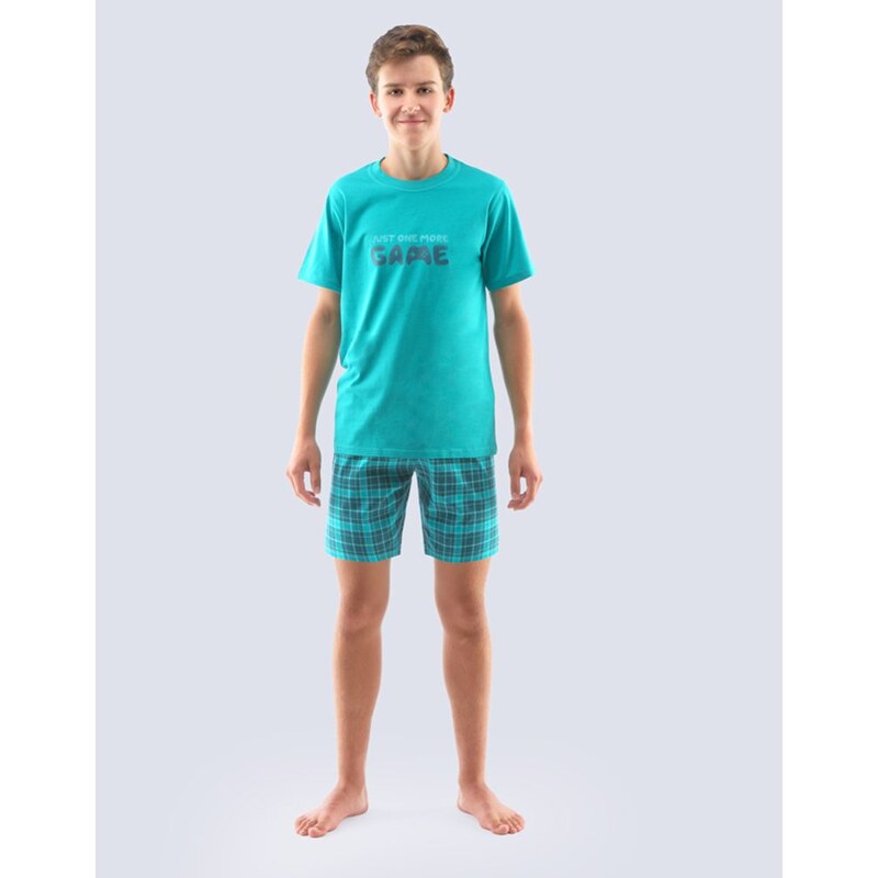 GINA dětské pyžamo krátké chlapecké, šité, s potiskem 69002P - šalvěj lahvová