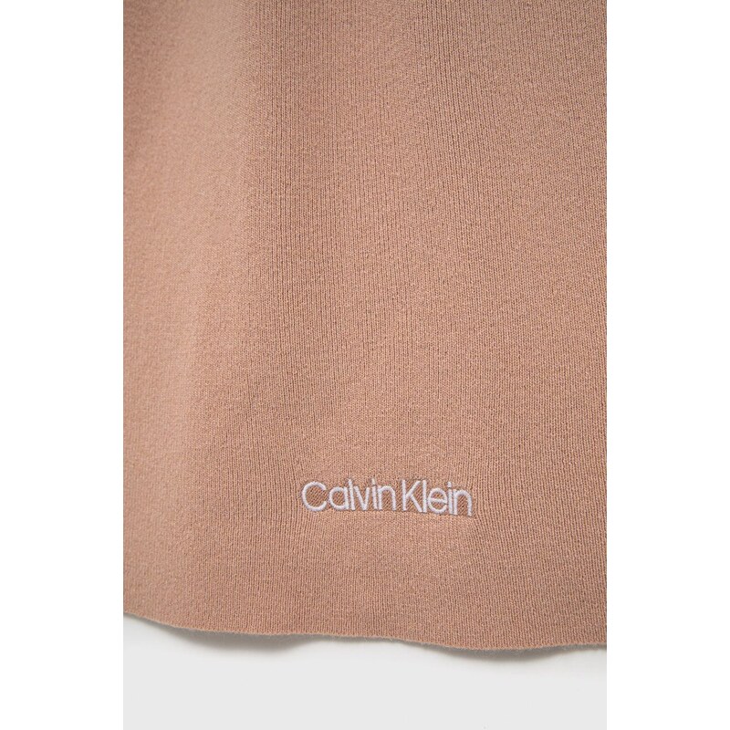 Šátek z vlněné směsi Calvin Klein růžová barva, hladký