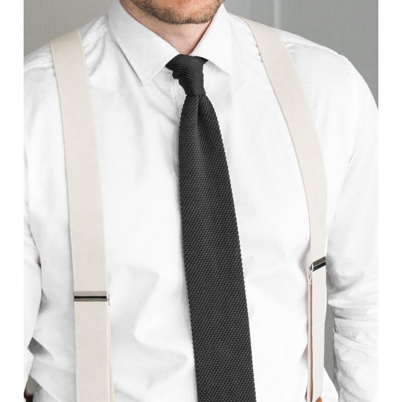 BUBIBUBI Šedá pletená kravata Grey