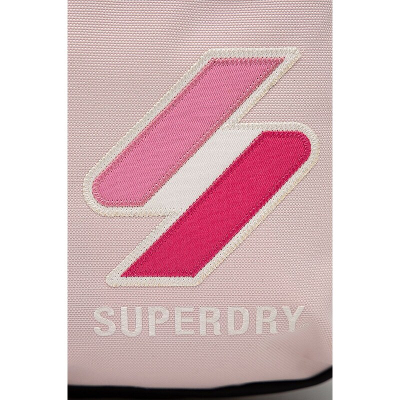 Batoh Superdry pánský, růžová barva, velký, s aplikací