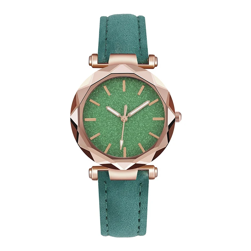 Pfleger Moderní dámské hodinky s koženým páskem v zelené barvě, třpytivý  ciferník - GLAMI.cz