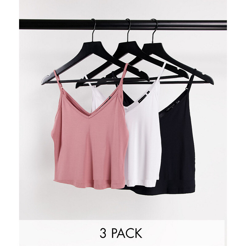 ASOS DESIGN ultimate cami with v-neck in 3 pack SAVE-Multi