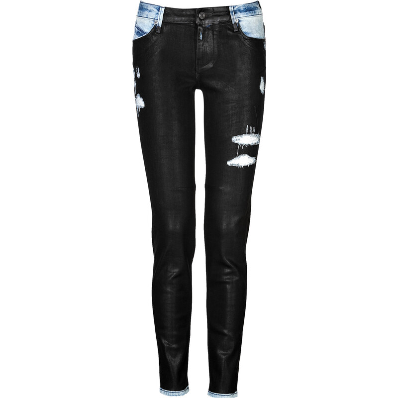 RtA Stretch Cotton Coated Central Skinny Jeans