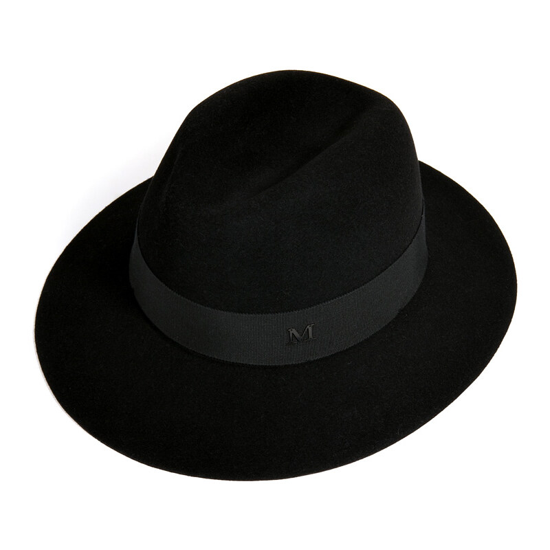 Maison Michel Rabbit-Felt Henrietta Grosgrain-Trimmed Boyfriend Hat