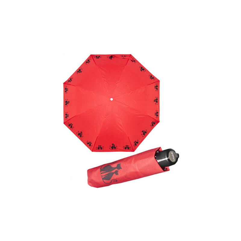 Doppler Mini Fiber Dreaming Cats - dámský skládací deštník, červená