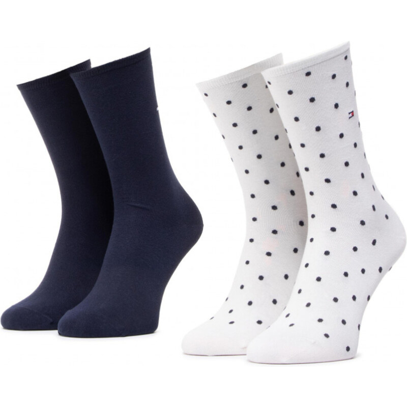 Tommy Hilfiger dámské bílé a modré ponožky 2 pack Dot 109097956