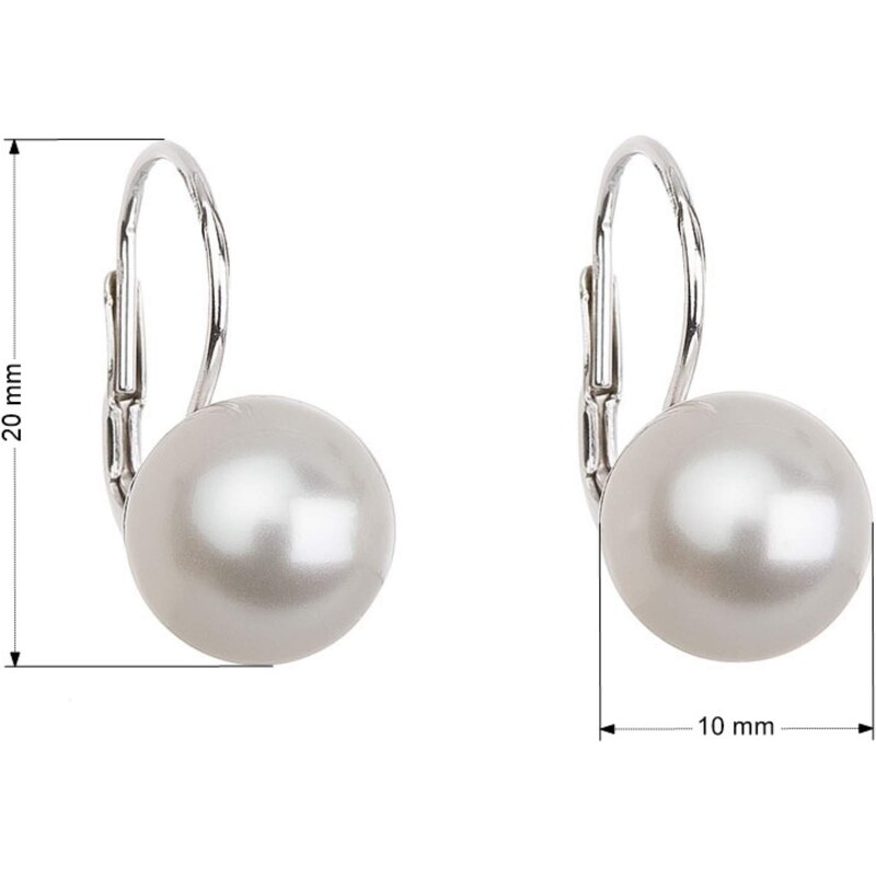 Evolution Group s.r.o. Stříbrné náušnice visací s perlou Preciosa bílé kulaté 31143.1