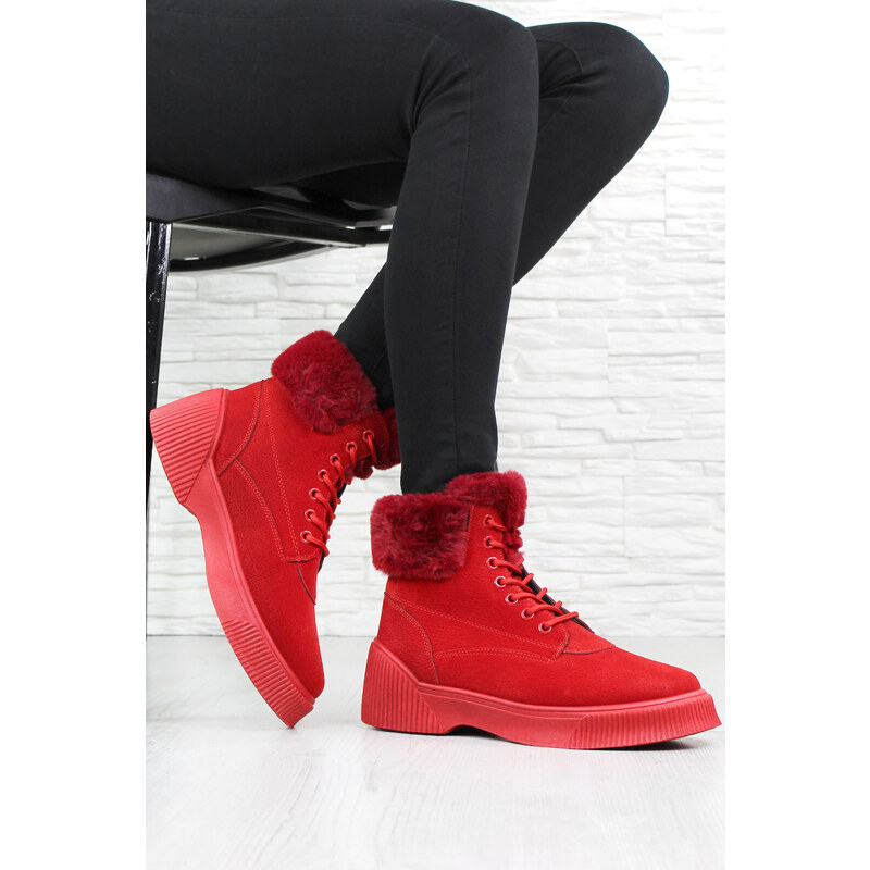Desun Červené kotníkové boty J56R