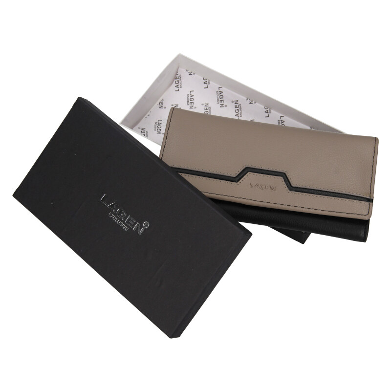 Lagen Dámská kožená peněženka BLC/24787/720 černá/šedá