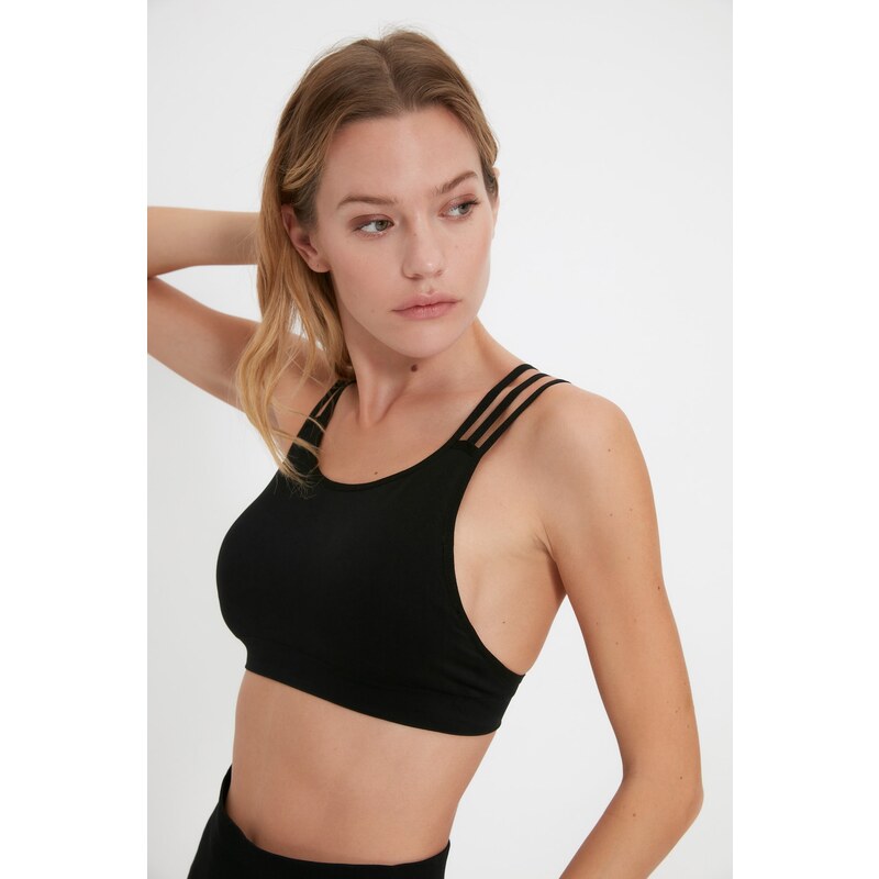 Trendyol Black Seamless/Seamless Support/Shaping Back Detail Knitted Sports Bra