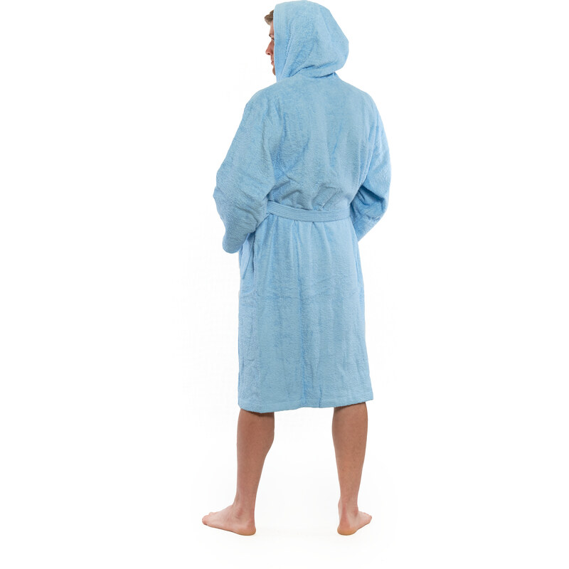 Interkontakt Sada Light Blue: župan s kapucí + pánský saunový kilt + osuška