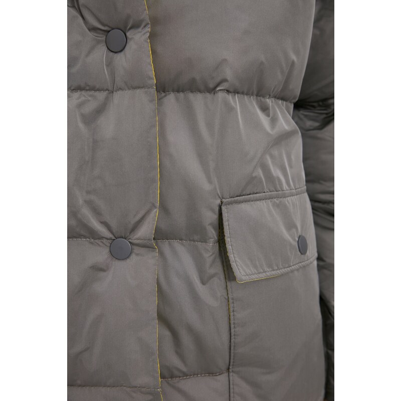 Trendyol Gray Oversized Hooded Yellow Lined Puffy Coat