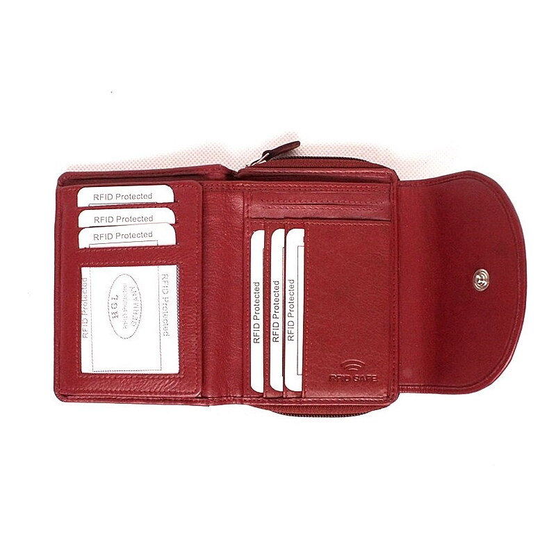 HGL (Německo) Dámská dvouoddílová kožená peněženka HGL no. 7558 + RFID vínová | KabelkyproVas.cz