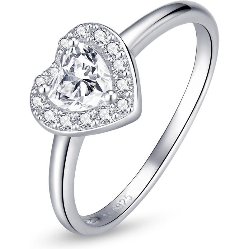 Emporial stříbrný prsten Třpytivé čiré srdce SCR725