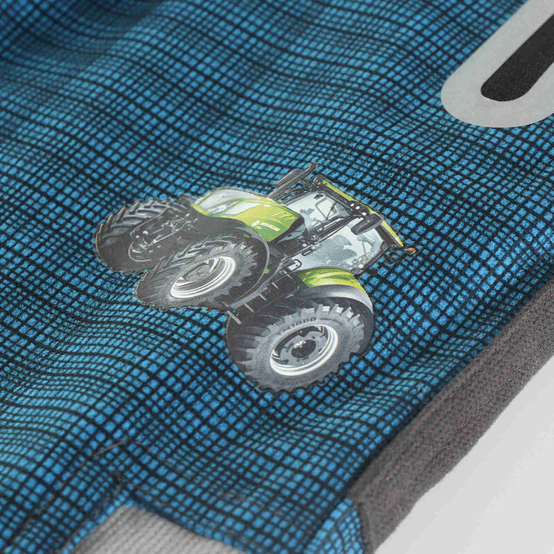 KUGO-Kalhoty zateplené Sport Kostka-traktor modré
