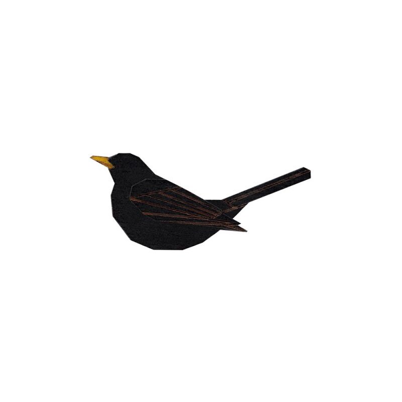 BeWooden Brož Blackbird Brooch ze dřeva