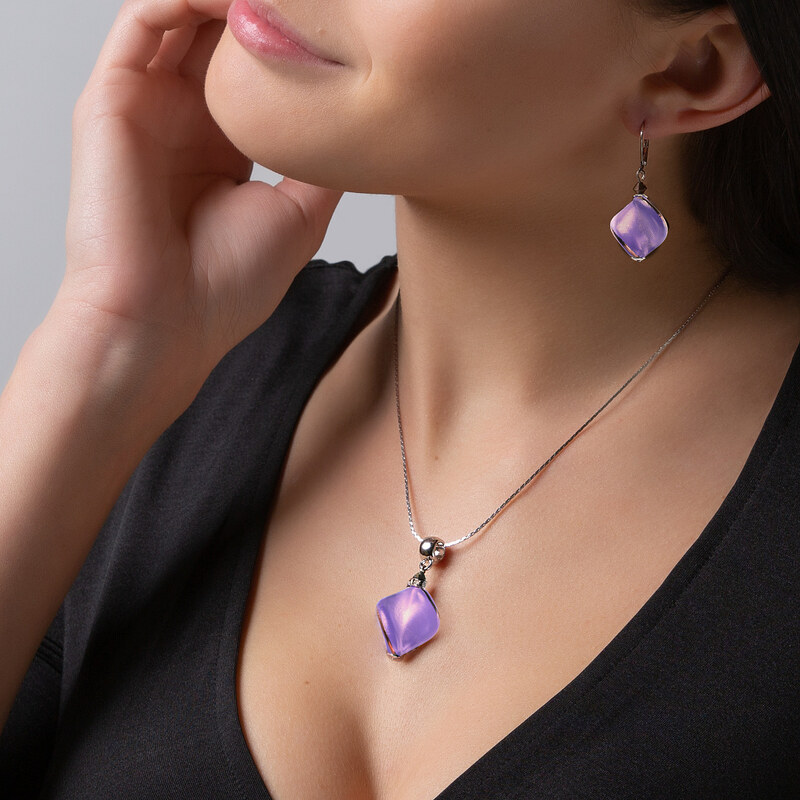 Dámsky Náhrdelník Hidden Passion Purple s perlou Lampglas