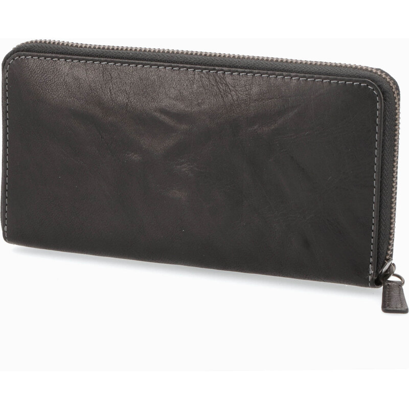 Kožená peněženka penál na zip Poyem 5213 černá