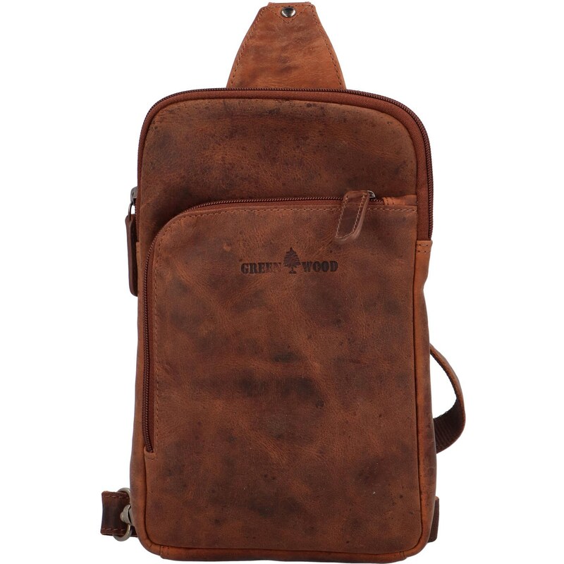 Green Wood Kožený batoh přes jedno rameno Stylish Joe, světle