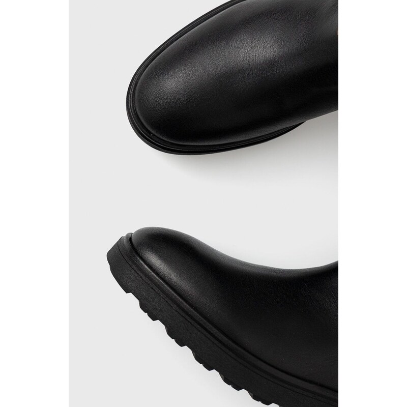 Kozačky Calvin Klein dámské, černá barva, na plochém podpatku