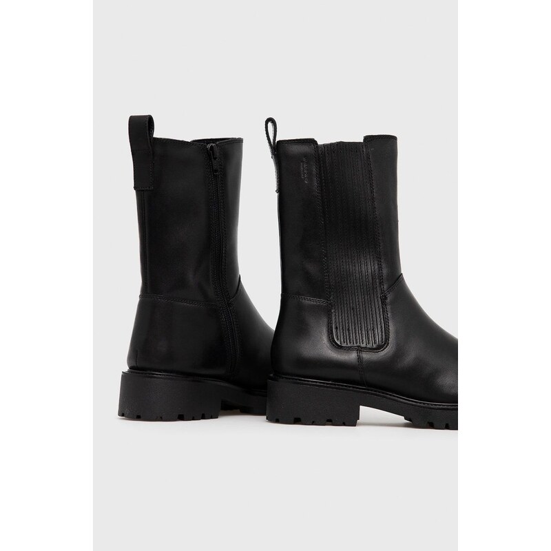 Kožené kotníkové boty Vagabond Shoemakers Kenova dámské, černá barva, na plochém podpatku, zateplené