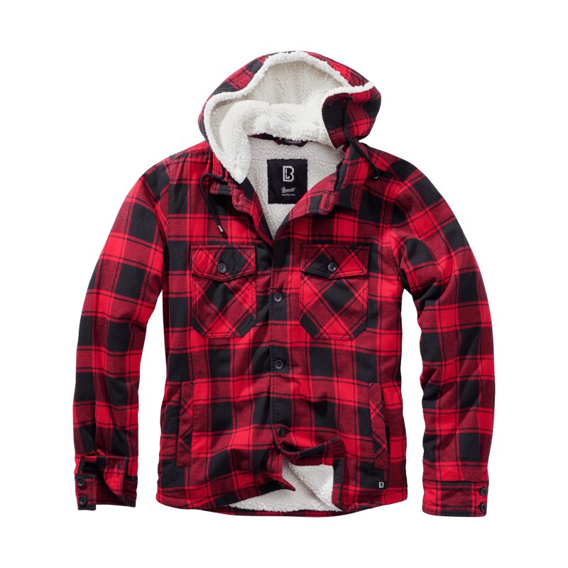 Brandit Bunda Lumberjacket Hooded červená | černá