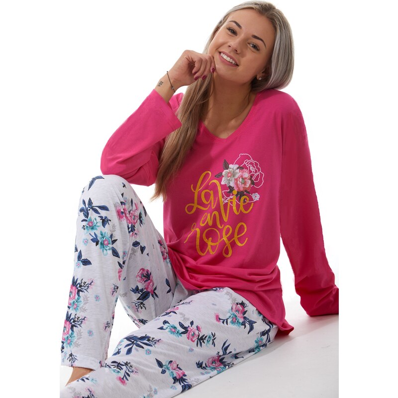 Naspani Pyžamo comfort pro ženy či dívky Květiny 1B1330