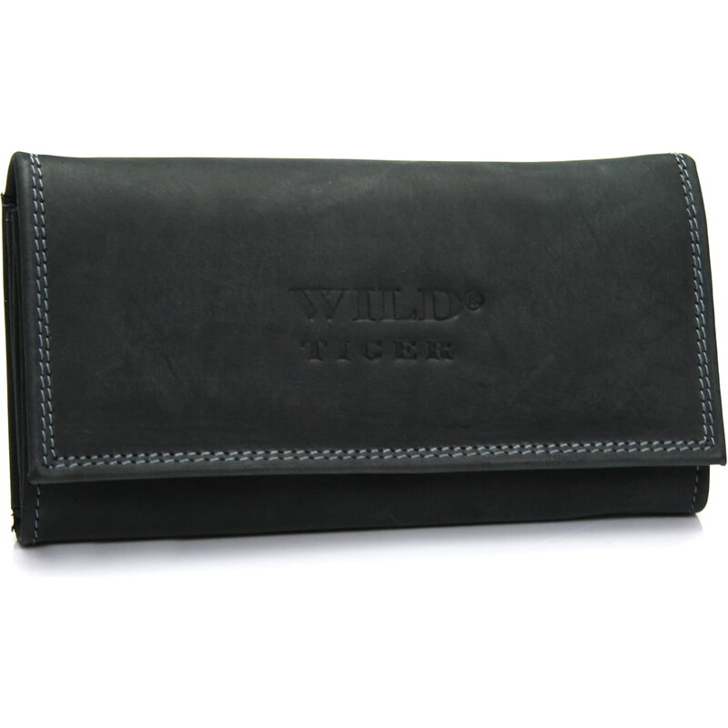 Dámská kožená peněženka Wild Tiger ZD-28-064M, černá, broušená kůže