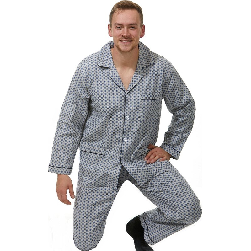 Naspani Pánské pyžamo teplé flanel 1PF0001
