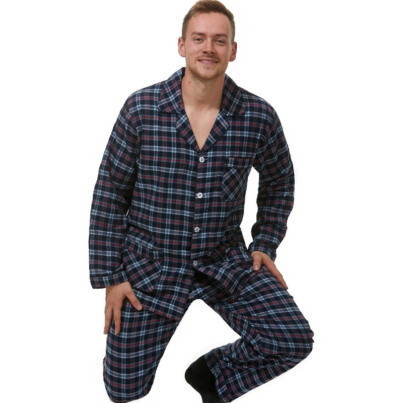 Naspani Pánské pyžamo teplé flanel 1PF0008