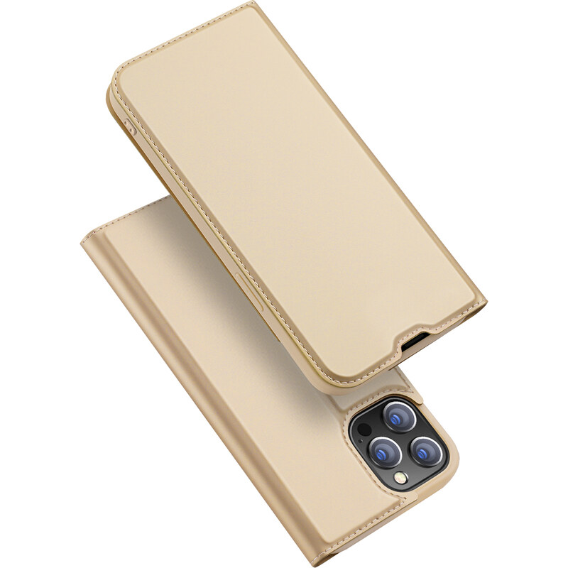 Knížkové pouzdro pro iPhone 13 Pro - DuxDucis, SkinPro Gold