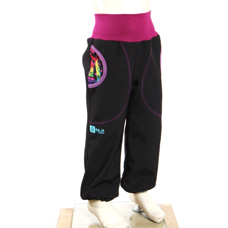 BajaDesign Jarní softshellové kalhoty pro holčičky, černé + grafity