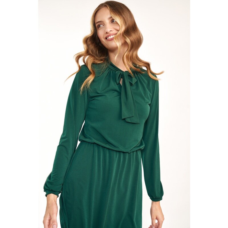 Nife Zelené šaty s vázáním S186