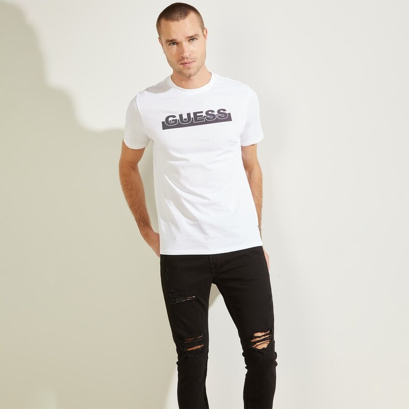 Pánské Tričko GUESS SS BSC APEX TEE MBBI40KAVR0-G011 – Bílá