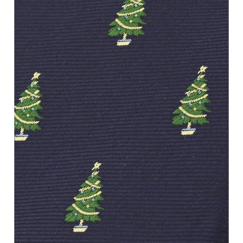 BUBIBUBI Tmavomodrá kravata s vánočními stromky I.