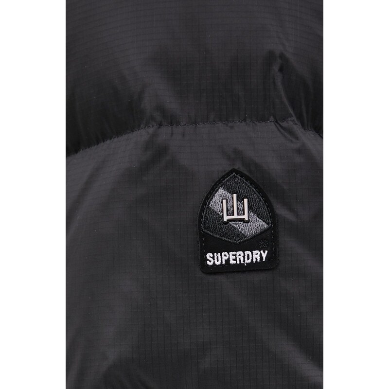 Péřová bunda Superdry černá barva, zimní