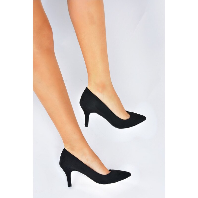 Fox Shoes Black Suede Women's Thin Heeled Stilettos