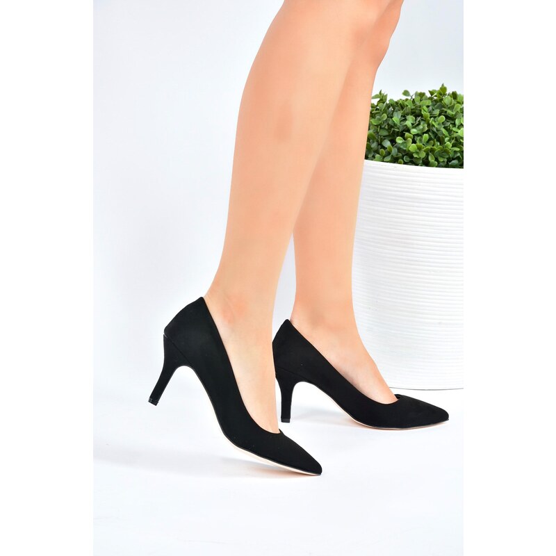 Fox Shoes Black Suede Women's Thin Heeled Stilettos