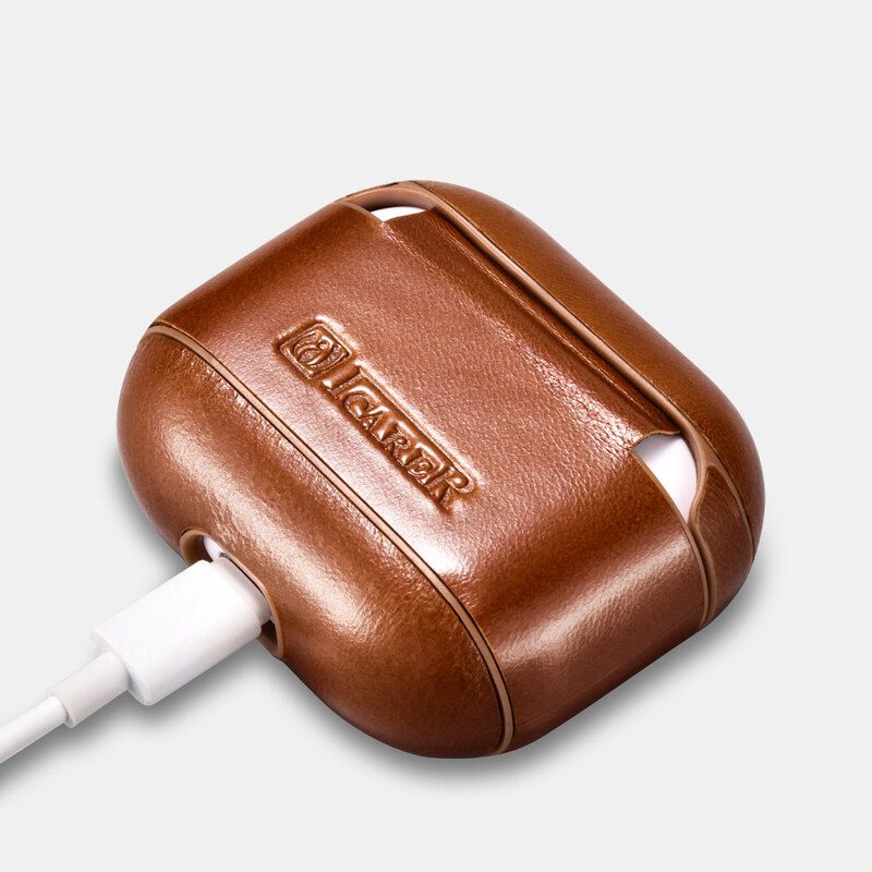 Kožené pouzdro na sluchátka AirPods 3 - iCarer, Vintage Brown